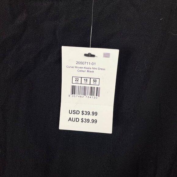 NWT Woven Kaela Mini Dress Cotton:On Size 18 US Black With Adjustable Tie Straps - Picture 7 of 10